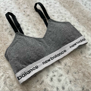 [m] New Balance Classic Logo Heathered Grey Padded Medium Support Sports Bra